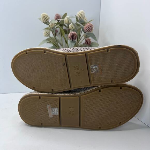 Eileen Fisher Tali Recycled Stretch Knit Espadrille Wedge Sandals Tan Women's 10 - Picture 8 of 10